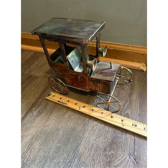 VTG Model T Ford Copper Metal Car Music Box Happy Days Are Here Again Wind-Up - Picture 10 of 12